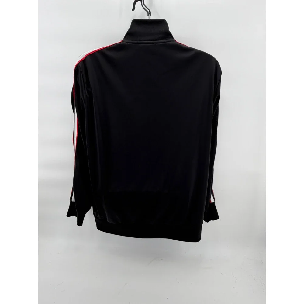 7Diamonds Mens‎ XL Track Jacket Black Full Zip Red White Stripe Trim Sporty